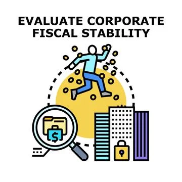 Evaluating corporate fiscal stability analyzing business growth strategy Stock Illustration