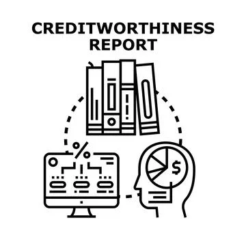 Evaluating creditworthiness report analyzing financial data concept Illustrazione stock