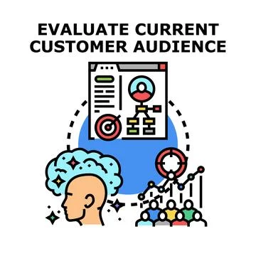 Evaluating current customer audience for business strategy Stockillustratie