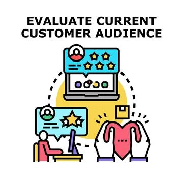 Evaluating current customer audience feedback with online reviews Stock Illustration