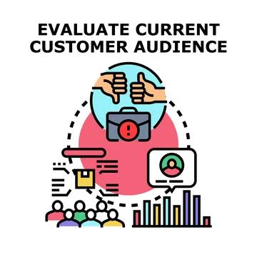 Evaluating current customer audience marketing strategy concept 스톡 일러스트