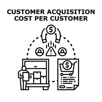 Evaluating customer acquisition cost per marketing expense Ilustração Stock