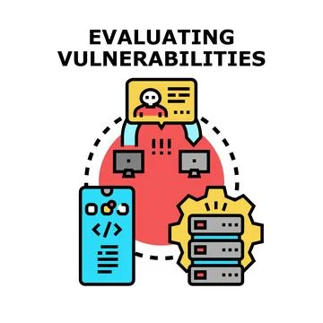 Evaluating cyber security vulnerabilities and data protection Illustrazione stock