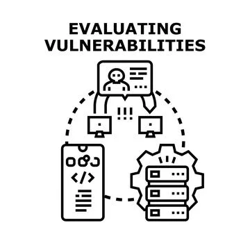 Evaluating cyber security vulnerabilities and data protection Illustrazione stock