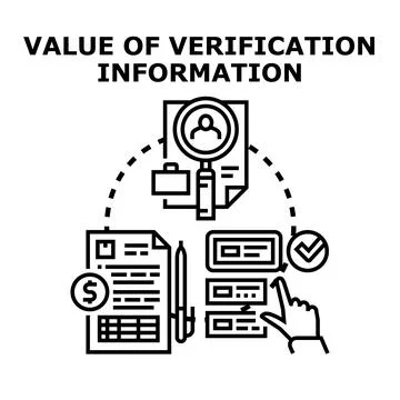 Evaluating data and information for verification process Illustrazione stock