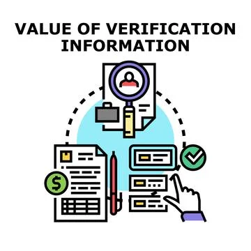 Evaluating data and information for verification process Stock Illustration