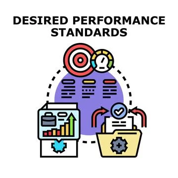 Evaluating desired performance standards and business process goals Stock Illustration
