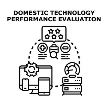 Evaluating domestic technology performance and smart devices Stock-Illustration