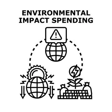 Evaluating environmental impact and spending for sustainability efforts Illustrazione stock