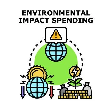 Evaluating environmental impact and spending for sustainability efforts Illustrazione stock