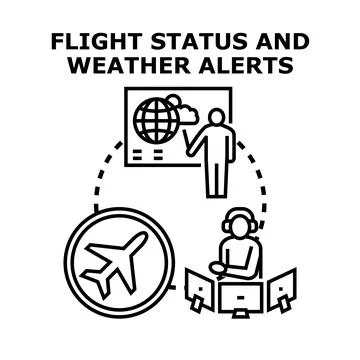 Evaluating flight status and weather alerts system Stock Illustration