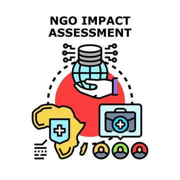 Evaluating global non governmental organization impact and projects Stock Illustration