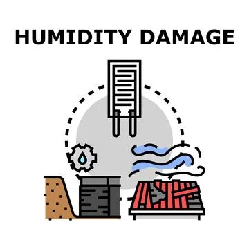 Evaluating humidity damaging conditions and water leaks Stock Illustration