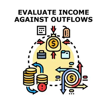 Evaluating income against outflows managing budget and finance Stock Illustration