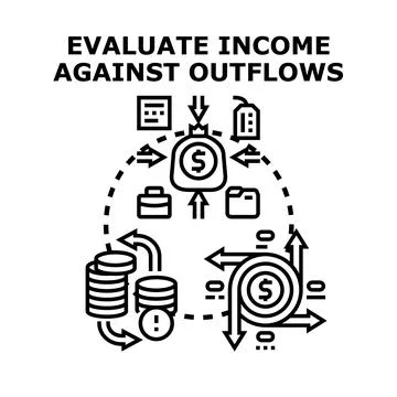 Evaluating income against outflows managing budget and finance 库存插图