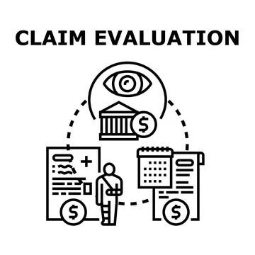 Evaluating insurance claim process and financial compensation Stock Illustration