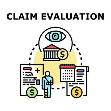 Evaluating insurance claim process and financial compensation Illustrazione stock