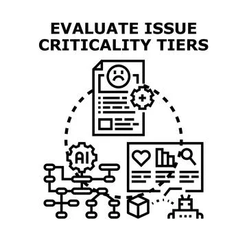 Evaluating issue criticality tiers with ai analysis Illustrazione stock