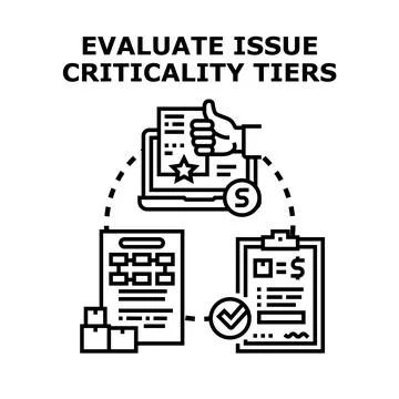 Evaluating issue criticality tiers management process Illustrazione stock