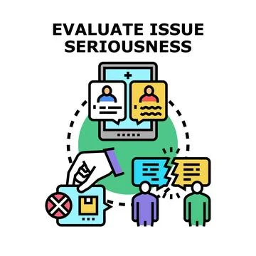 Evaluating issue seriousness and communication breakdown problem Stock Illustration