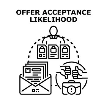 Evaluating job offer acceptance likelihood and hiring success Illustrazione stock