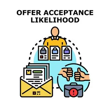 Evaluating job offer acceptance likelihood and hiring success Illustrazione stock