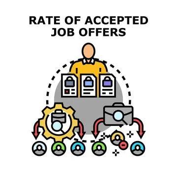 Evaluating job offer acceptance rate process 스톡 일러스트