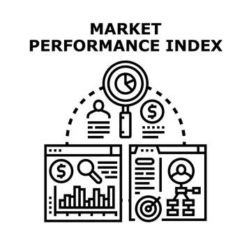 Evaluating market performance index using data analysis Stock Illustration