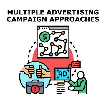 Evaluating multiple advertising campaign approaches and digital marketing s.. Stock Illustration