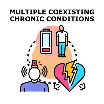 Evaluating multiple coexisting chronic health conditions concept Stock Illustration