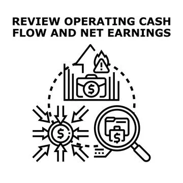 Evaluating operating cash flow and financial net earnings Illustrazione stock