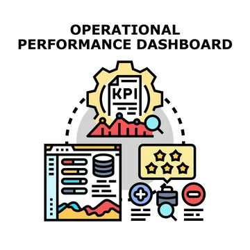 Evaluating operational performance dashboard for business analytics Stock Illustration