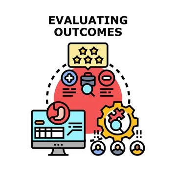 Evaluating outcomes concept with data analysis and feedback Stock Illustration