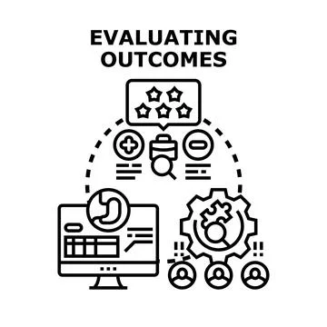 Evaluating outcomes concept with data analysis and feedback Stock Illustration