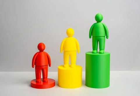 Evaluating people based on success, finances, and productivity. Levels of app Stock Illustration