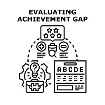 Evaluating performance achievement gap analysis and strategy Stock Illustration