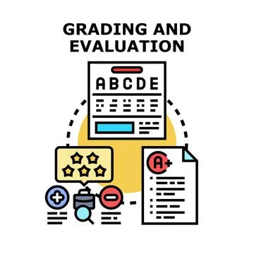 Evaluating performance and assessing student grading system Stock Illustration