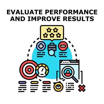 Evaluating performance and improving business results concept Stock Illustration
