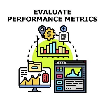 Evaluating performance metrics of business analytics data Stock Illustration
