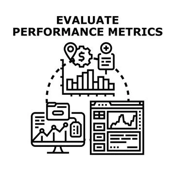 Evaluating performance metrics of business analytics data Illustrazione stock