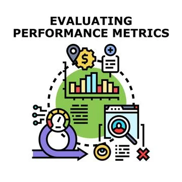 Evaluating performance metrics creating business analysis strategy 库存插图