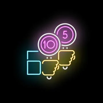 Evaluating performance with scoring paddles neon sign icon Иллюстрация