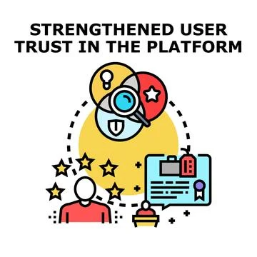 Evaluating platform security, innovation, and trust building concept Stock Illustration