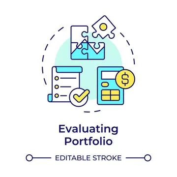 Evaluating portfolio multi color concept icon Illustrazione stock
