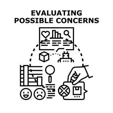 Evaluating possible concerns analyzing risks and potential problems 库存插图