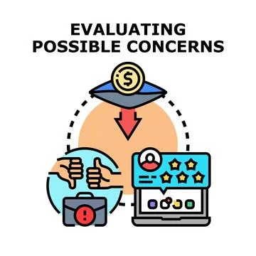 Evaluating possible concerns for business decision making イラスト素材