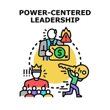 Evaluating power centered leadership affecting business finance Stock Illustration
