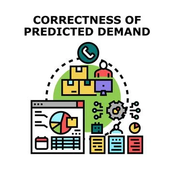 Evaluating predicted demand accuracy for business forecasting Stock Illustration