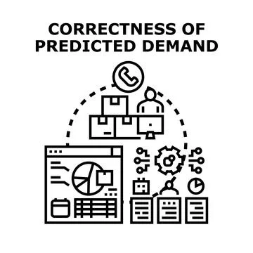 Evaluating predicted demand accuracy for business forecasting Stock Illustration