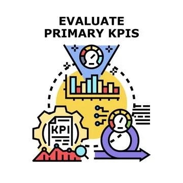 Evaluating primary key performance indicators concept Illustrazione stock